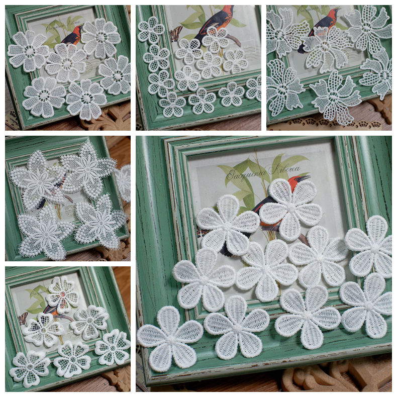 Embroidery Letter M - زهرة بيضاء الدانتيل القماش التصحيح الملابس