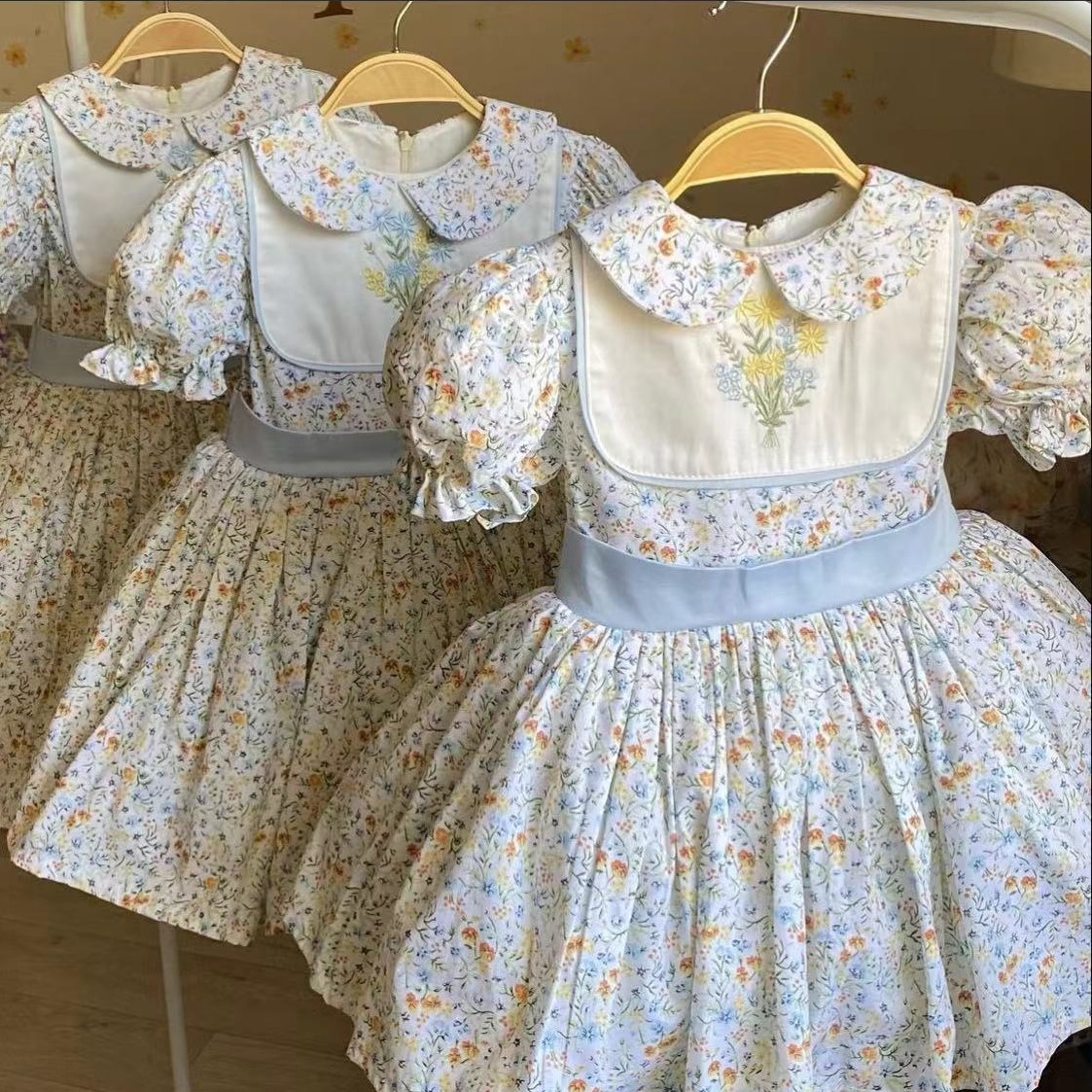 Embroidery Yellow Dress - 0-12Y طفلة الصيف زهرة التطريز التركية