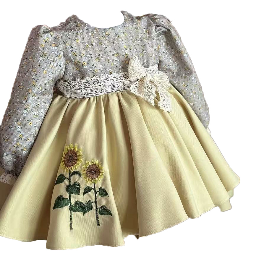 طفلة الربيع الصيف الأصفر عباد  - مراجعة Embroidery Yellow Dress وسعره