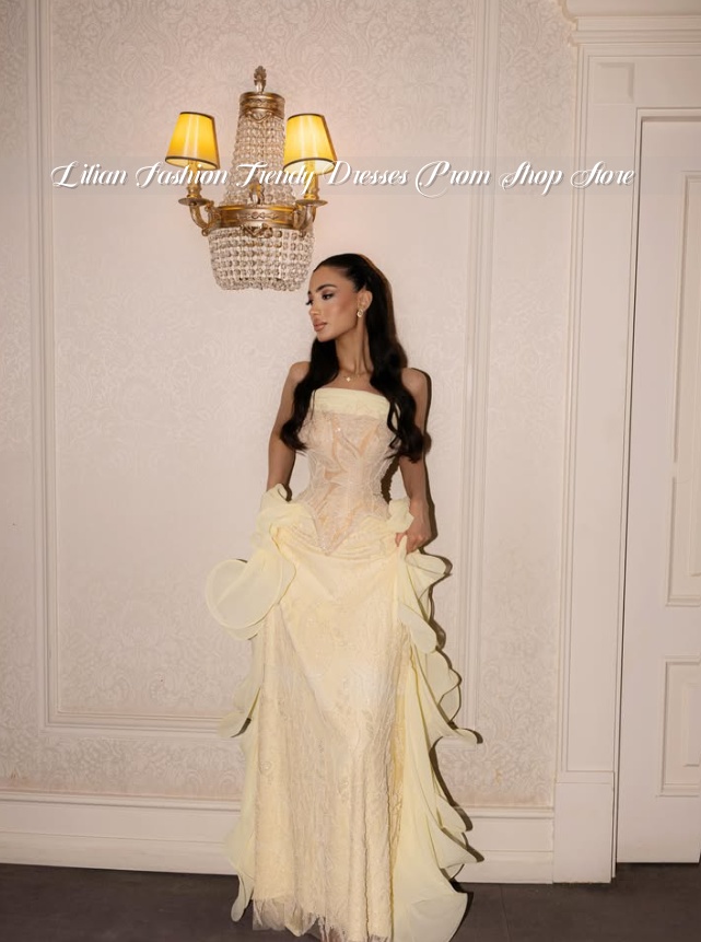 فستان سهرة شرق أوسطي أصفر فاتح - مراجعة Embroidery Yellow Dress وسعره
