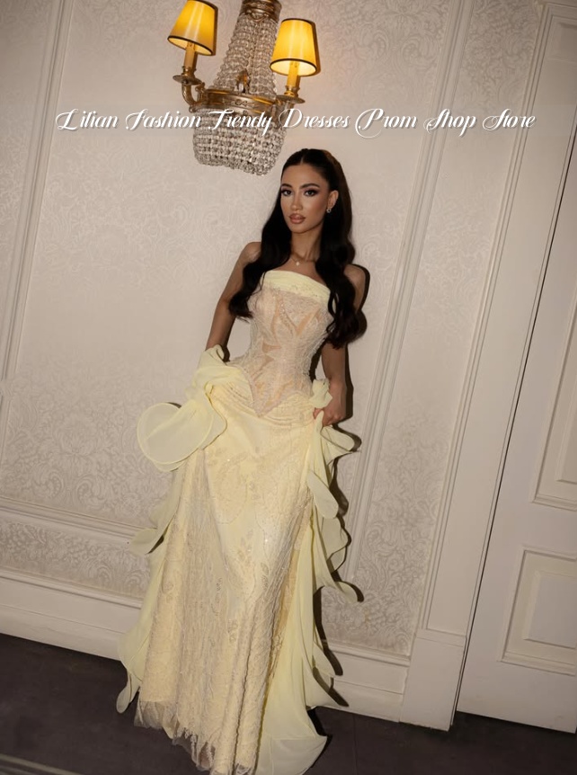 فستان سهرة شرق أوسطي أصفر فاتح - مراجعة Embroidery Yellow Dress وسعره