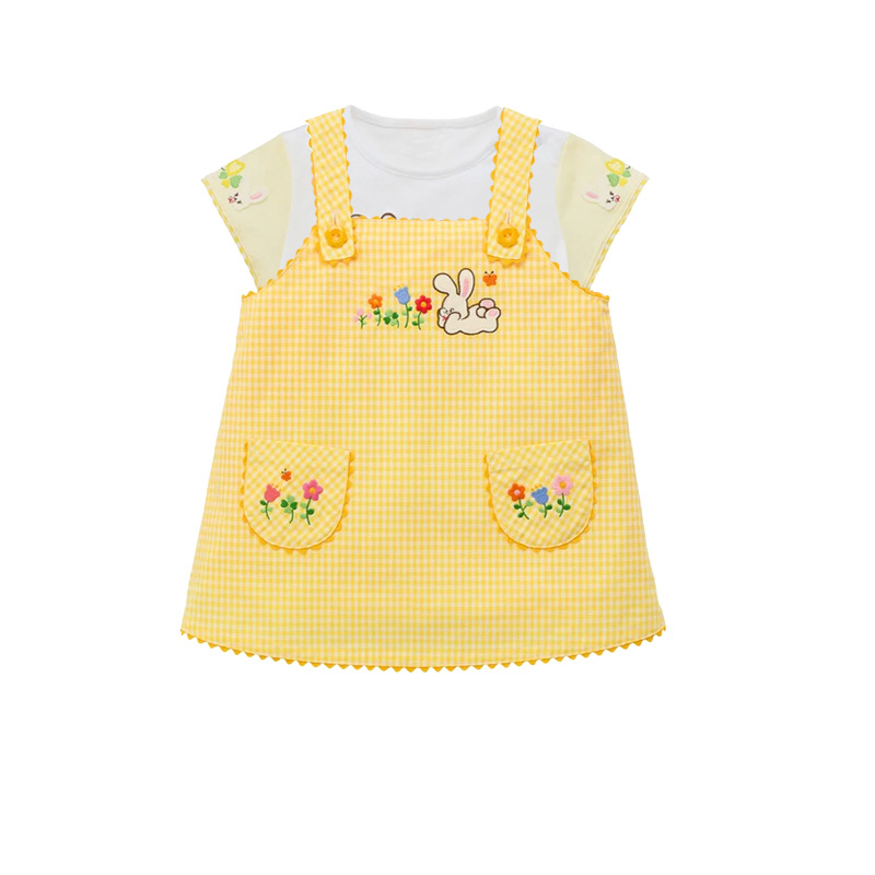 فستان أفرول قطني أصفر للفتيات  - مراجعة Embroidery Yellow Dress وسعره