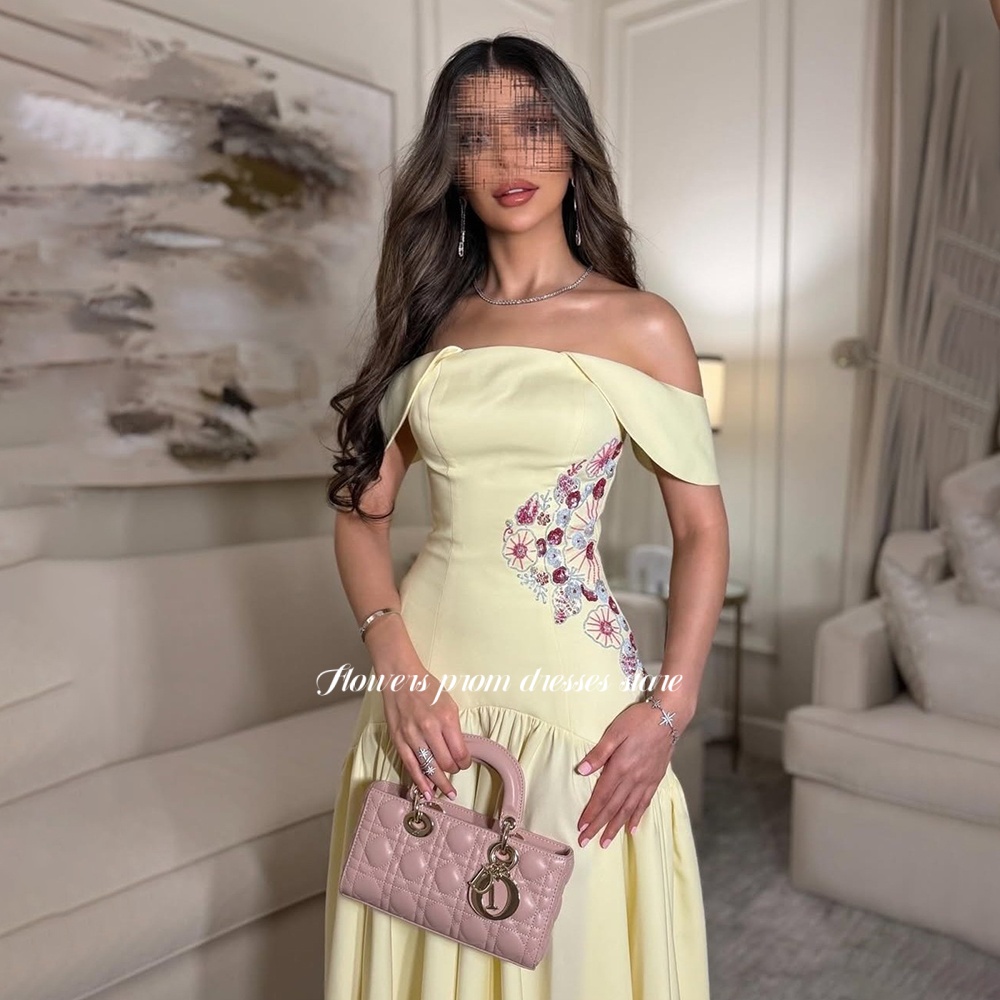 فستان سهرة أصفر مزين بالزهور م - مراجعة Embroidery Yellow Dress وسعره
