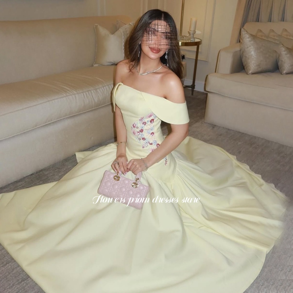 فستان سهرة أصفر مزين بالزهور م - مراجعة Embroidery Yellow Dress وسعره