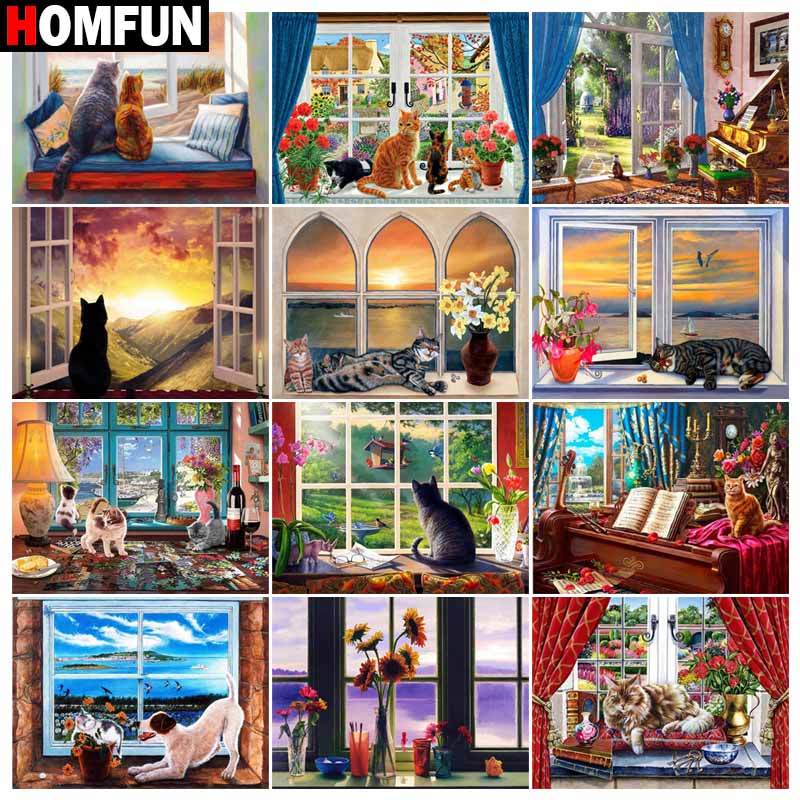 HOMFUN كامل الماس التطريز 