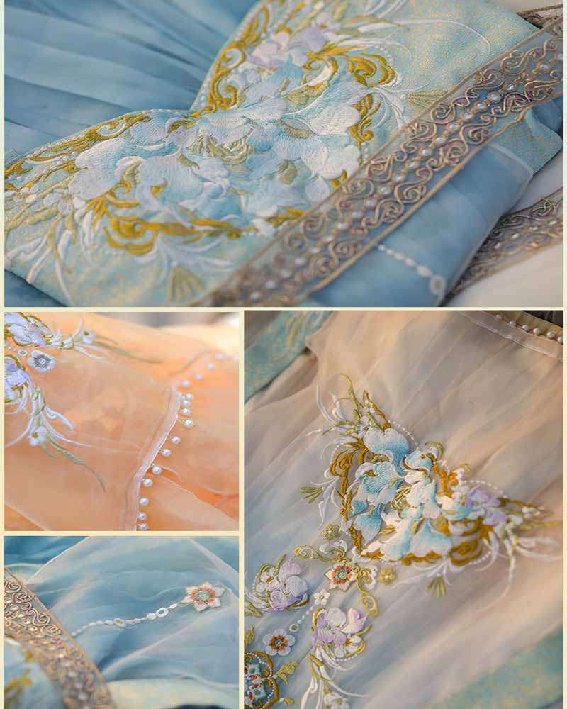 فستان هانفو الصيني للنساء، زي  - مراجعة Embroidery Yellow Dress وسعره