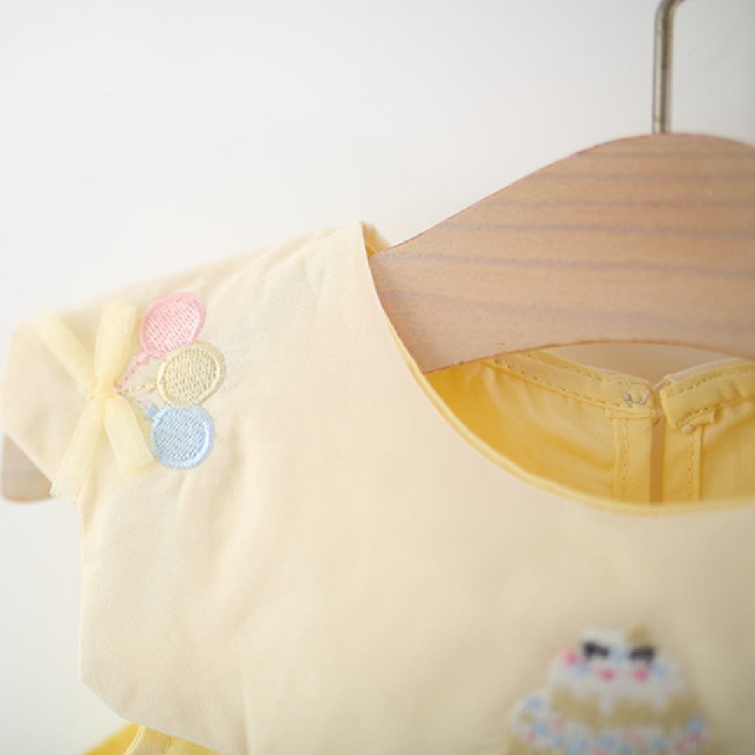 فستان قطني أصفر للفتيات الصغير - مراجعة Embroidery Yellow Dress وسعره